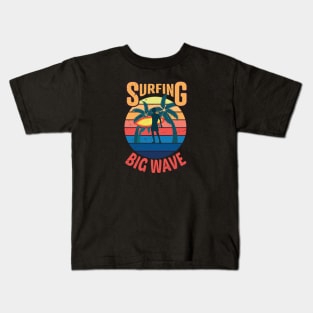 Surf - The Big Wave, Big Wave Surfer, Retro style wave, Vintage wave pattern, great wave, Japan surf culture, kanagawa shonan Kids T-Shirt